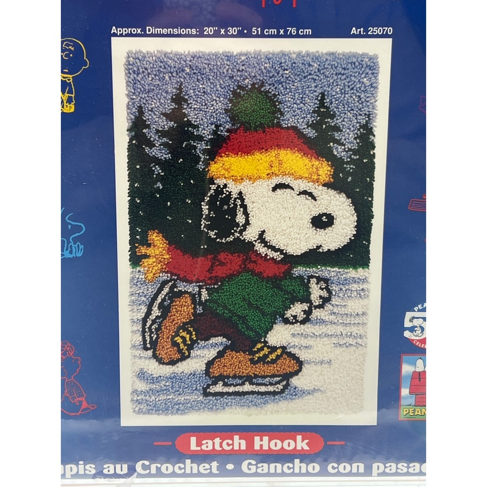 JP Coats 20x30 Latch Hook Ice Skating Snoopy